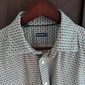 Suitsupply Mint Green and Brown Geometric Button-Down Shirt